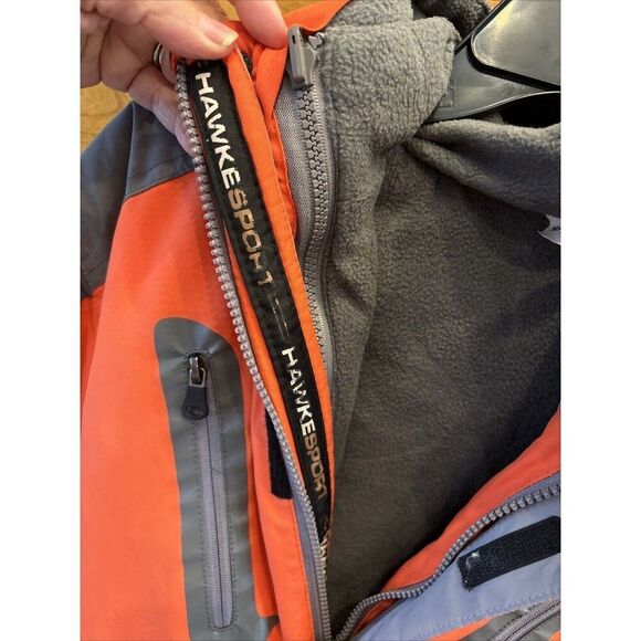 Hawke & Co Sports Boy Youth Size 14 16 Orange Gray Winter Coat Pockets Lined - Picture 14 of 16